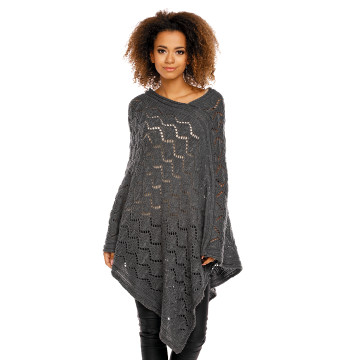 Sweter Poncho model 30012 Graphit - PeeKaBoo