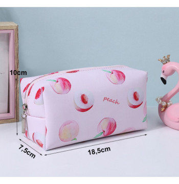 Folding oblong cosmetic bag peach KS77