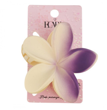 Spinka do włosów klamra XL kwiat OMBRE matowy kremowy z fioletem 7,5 x 8cm SP402