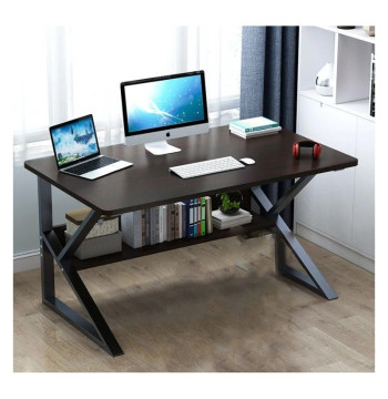 Biurko komputerowe, biurowe z półką 80 x 40 cm czarne, blat ciemny brąz STL04CZ