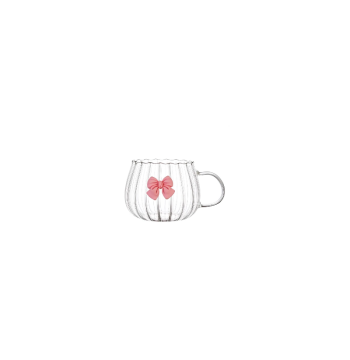 Szklanka ryflowana tulips z kokardką do kawy, drinków 1szt 350ml SZK158
