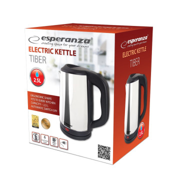 ESPERANZA CZAJNIK ELEKTRYCZNY TIBER 2.5 L SREBRNY MATOWY EKK036X