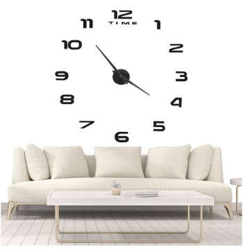 Zegar ścienny naklejany DIY duży regulowany 80-120cm czarny 12 cyfr