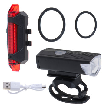 Lampka rowerowa LED RALLEX zestaw tył-przód na rower kierownicę USB