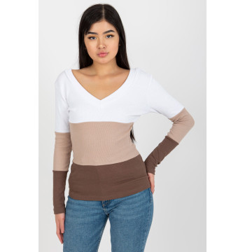 Bluzka Model RV-BZ-8429.18P White/Brown - Rue Paris