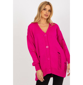 Sweter Kardigan Model LC-SW-8042.08X Fuksja - Rue Paris
