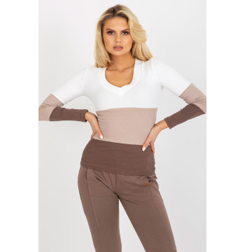Bluzka Model RV-BZ-8431.31X White/Brown - Rue Paris