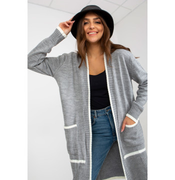 Sweter Kardigan Model LC-SW-0340.42P Grey - Rue Paris