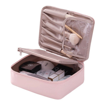 Kosmetyczka rozkładana elegancka kuferek etui pudrowy róż KS87