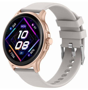 Smartwatch Damski GRAVITY GT12-5 Szary Pasek Silikonowy + Bransoleta Różowe Złoto