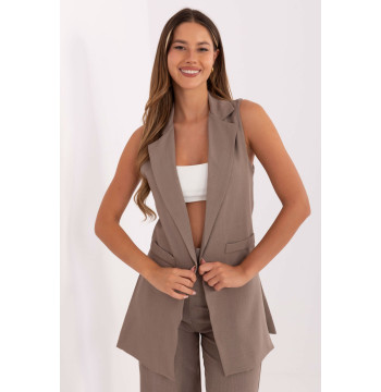 Kamizelka Model IT-KZ-FL5069.84 Dark Beige - Rue Paris