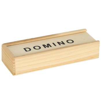 Domino drewniane gra rodzinna edukacyjna z etui klocki z drewna do gry