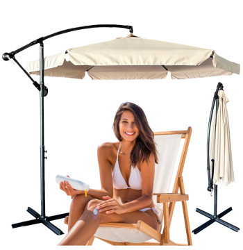 Parasol ogrodowy duży składany z wysięgnikiem 290cm beżowy