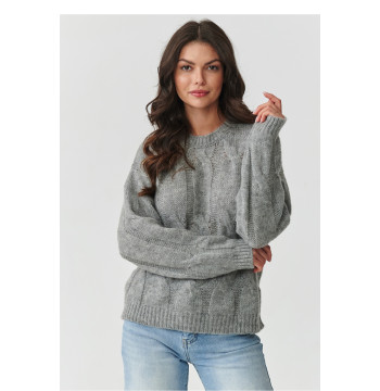 Sweter Damski Model S169 Grey Melange - Makadamia