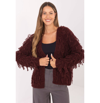 Sweter Kardigan Model MI-SW-1308.21 Bordo - Rue Paris