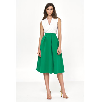 Spódnica Rozkloszowana zielona spódnica midi SP69 Green - Nife