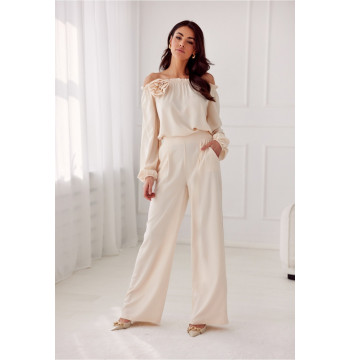 Spodnie Damskie Model Alaya BEJ SPD0032 Light Beige - Roco Fashion