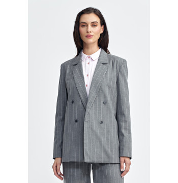 Marynarka oversize dwurzędowa prążek Z71 Grey - Nife