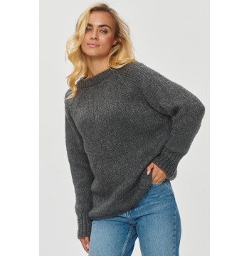 Sweter Damski Model S150 Grafit Melange - Makadamia