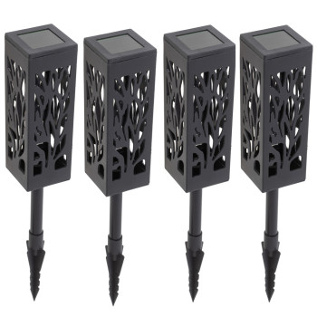 Lampa solarna ogrodowa ażurowa latarenka lamion LED czujnik zmierzchu wbijana 4szt.