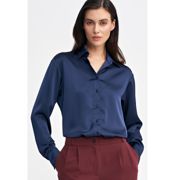 Satynowa koszula body K80 Navy - Nife