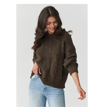 Sweter Damski Model S169 Ziemisty Brąz - Makadamia