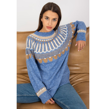 Sweter Damski Model LC-SW-0342.06X Blue - Rue Paris