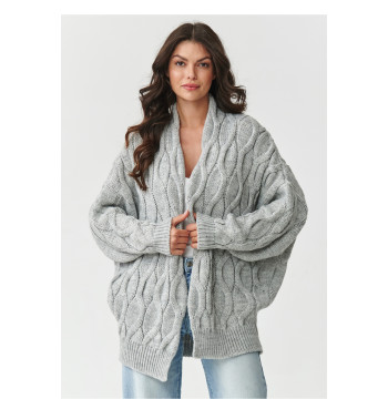 Sweter Kardigan Model S163 Grey Melange - Makadamia