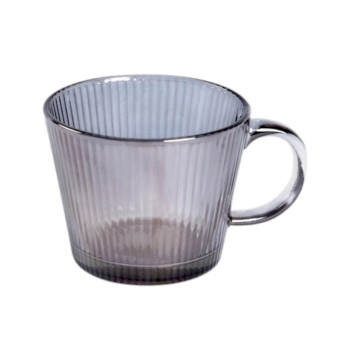 Filiżanka szklanka ryflowana duża grafit, szara 380 ml 1szt SZK177