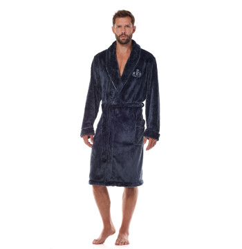 Szlafrok Męski Model Ready Long 2453 Grafit - L&L collection