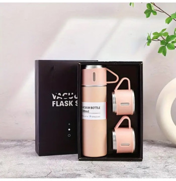 ZESTAW TERMOS Z 3 KUBKAMI zapakowany na prezent, 500Ml różowy BD24R