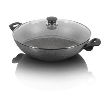 Wok granitowy indukcyjny z 2 uchwytami i pokrywką Ballarini Ferrara - 36 cm