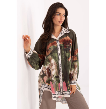 Koszula Damska Model IT-KS-18729.12 Khaki - Rue Paris