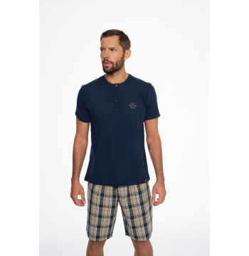Piżama Męśka Model Ethos 41294-59X Navy/Beige - Henderson