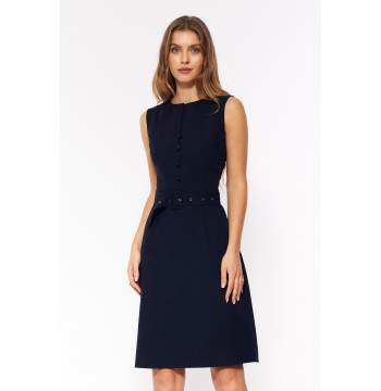 Sukienka Granatowa elegancka sukienka bez rękawów S263 Navy - Nife