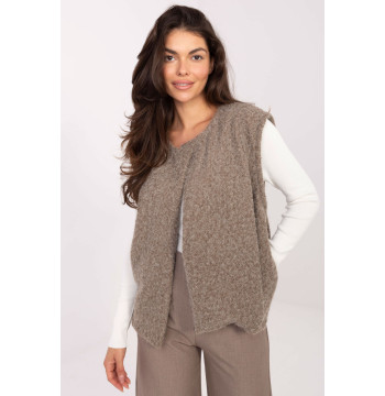 Kamizelka Model IT-KZ-FL9622.29P Dark Beige - Rue Paris