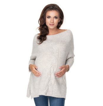 Sweter Ciążowy Model 30075 Light Grey - PeeKaBoo