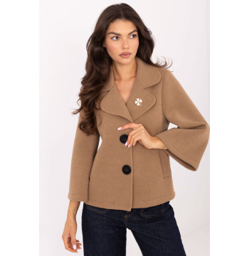 Płaszcz Damski Model IT-KR-FL8159.24 Camel - Rue Paris