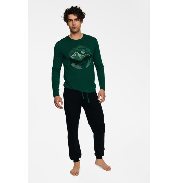 Piżama Męska Model Birch 40024-77X Dark Green/Black - Henderson