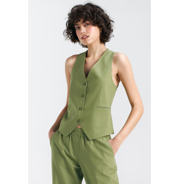 Kamizelka klasyczna lniana KA05 Green - Nife