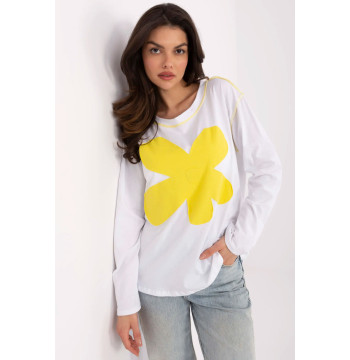 Bluzka Model MI-BZ-M6169.03 White/Yellow - Italy Moda