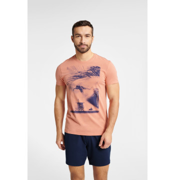 Piżama Męska Model Fearless 40685-24X Brzoskwinia/Navy - Henderson