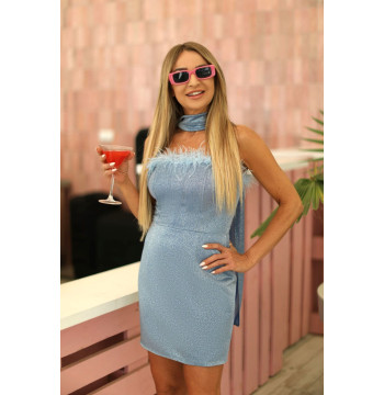 Sukienka Model Bruna Blue Połysk - Jersa