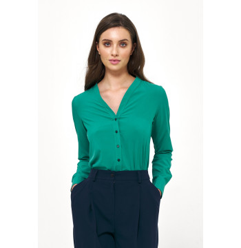 Zielona elegancka bluzka z długim rękawem B151 Green - Nife