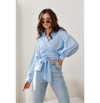 Bluzka Model Bella BLE BLU00205 Błękit - Roco Fashion