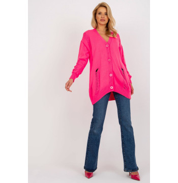 Sweter Kardigan Model LC-SW-8042.69 Fluo Pink - Rue Paris